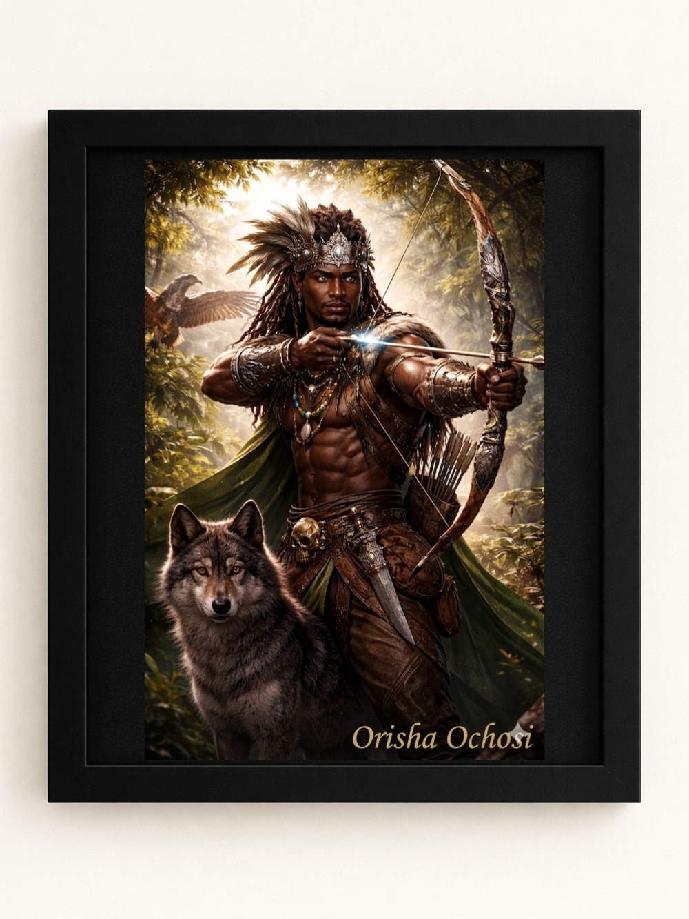 Orisha Ochosi  8x10 Framed A.I. Art  Print